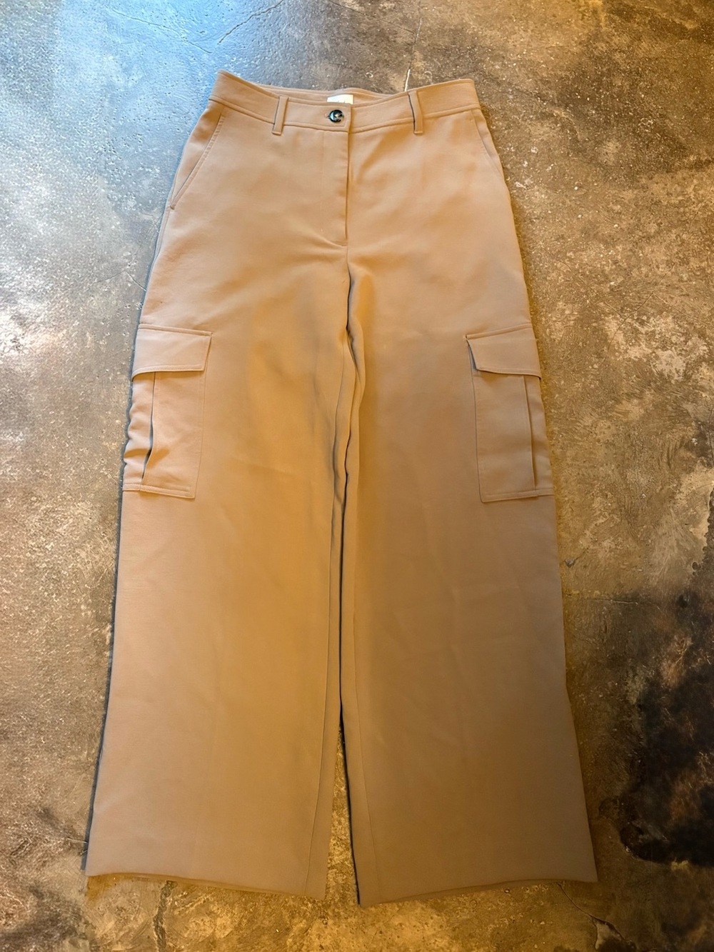 Aritzia Wide Leg Cargo Pants in Light Tan